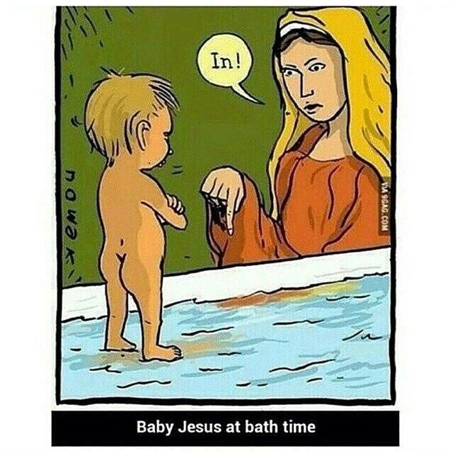 Dzieciątko Jezus i pora kąpieli. 